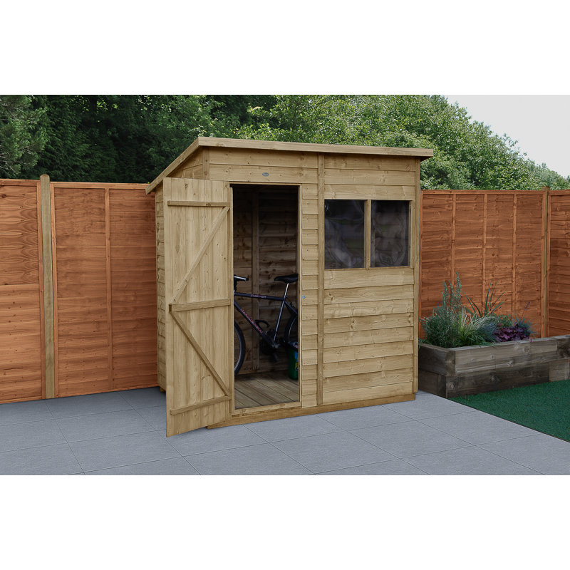 6 ft. W x 4 ft. D Wooden Overlap Pent Garden Shed