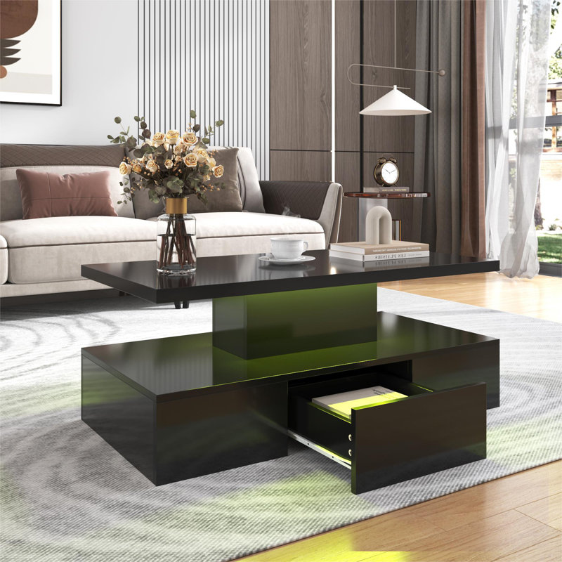 Campbelle Block Coffee Table with Storage, Black
