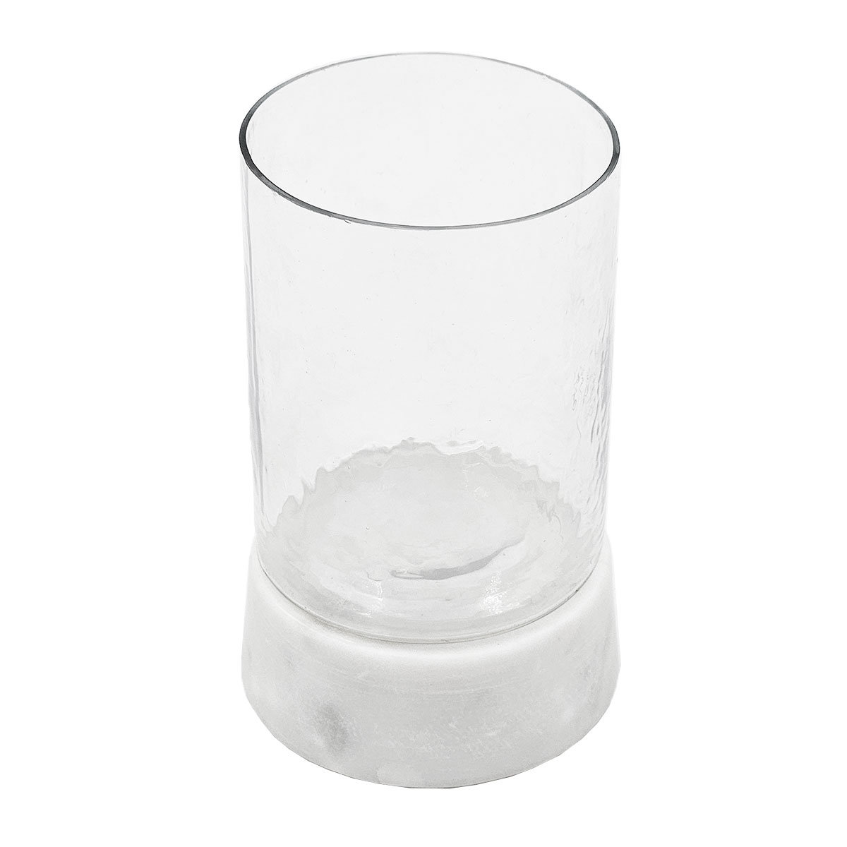 Glass Stone Candlestick Holder, Gray, 5.1" H x 3.1" W x 3.1" D