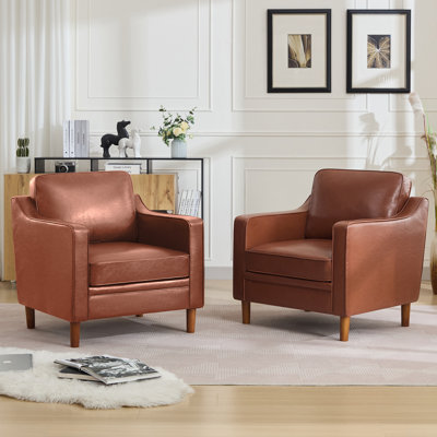 Azriah Faux Leather Living Room Accent Chair(Set Of 2)
