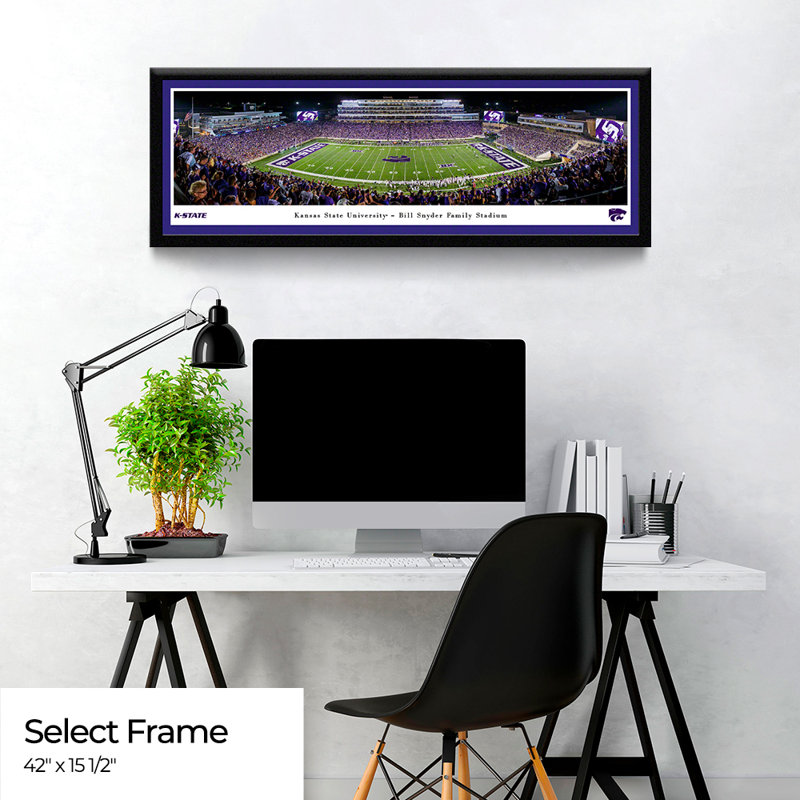Impression panoramique du Kansas State Football, H 15,5 po x l 42 po x P 1,125 po, Cadre noir