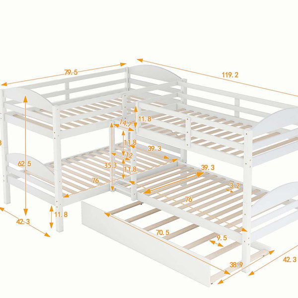 Latitude Run® Twin L-Shaped Bunk bed with Trundle - Wayfair Canada