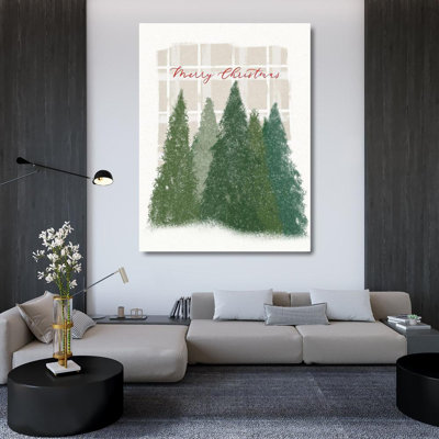 Loon Peak® Straatsma, reproduction d'art sur toile Leah Gallery: Plaid Trees Merry Christmas