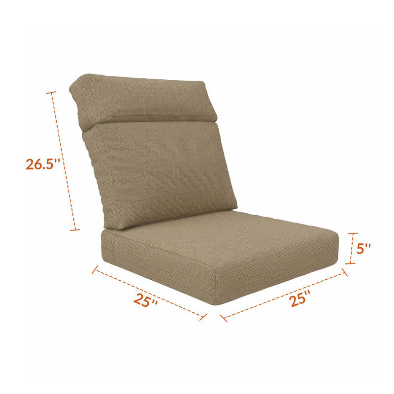 Indoor/Outdoor Deep Seating Sunbrella Cushion, Spectrum Mushroom