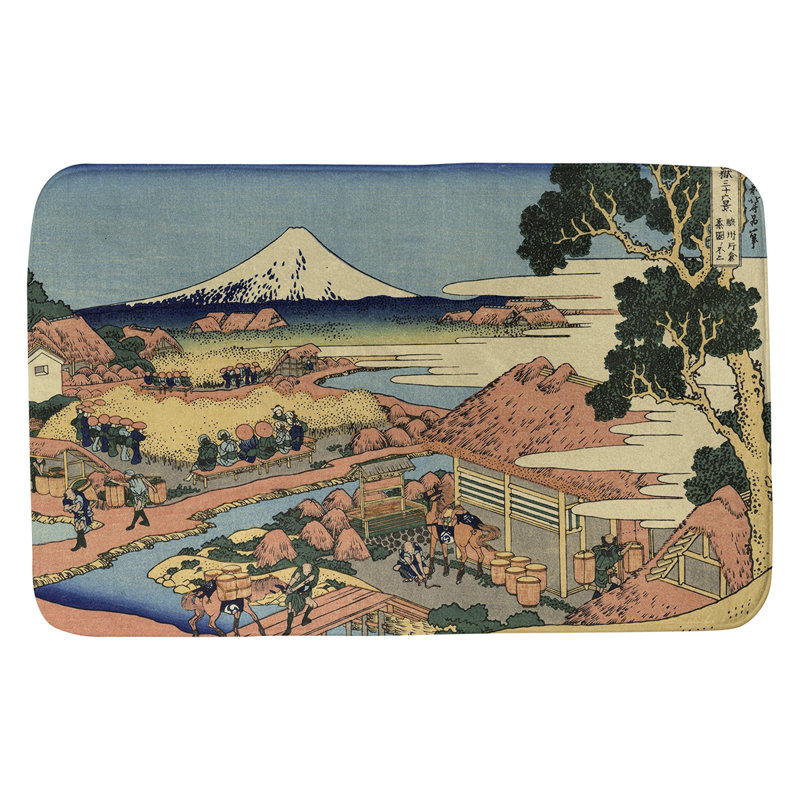 Tapis de salle de bain katakura Clair, l 21 po x L 34 po, Bleu ciel / Beige