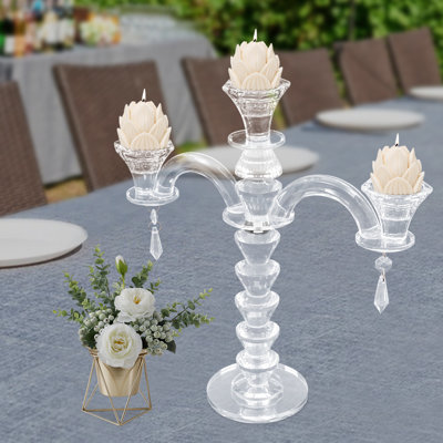 10.5 H Crytal 3-arm Tabletop Candelabra