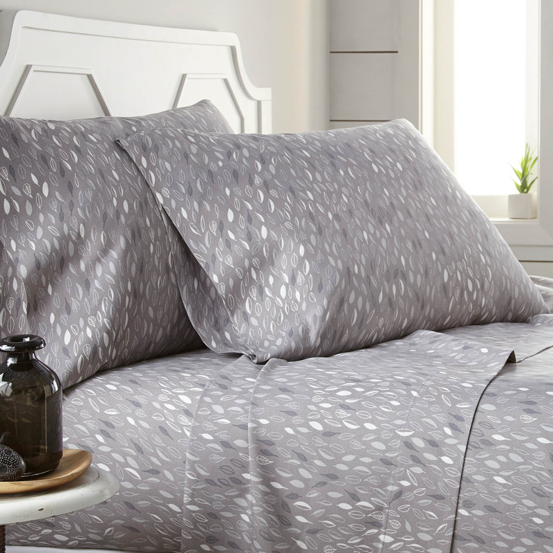 Vilano Choice Floral Microfiber Sheet Set, Gray, Full
