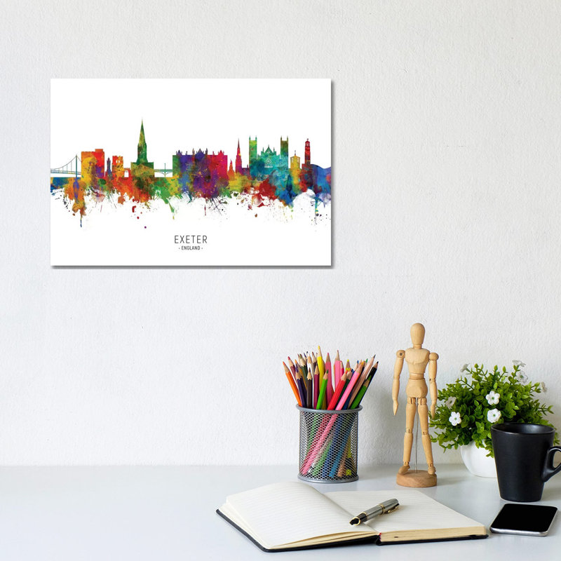 Exeter England Skyline by Michael Tompsett - Wrapped Canvas Painting, 20.32 cm H x 30.48 cm W
