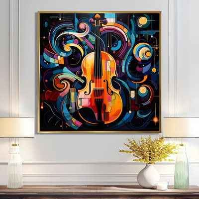 «Frequences Of Music Violin Retro Colors - Reproduction d'art mural musique