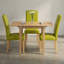 Ensemble de salle à manger 3 pièces en bois massif fini chêne vert automne avec similicuir et rallonges, 2 chaises