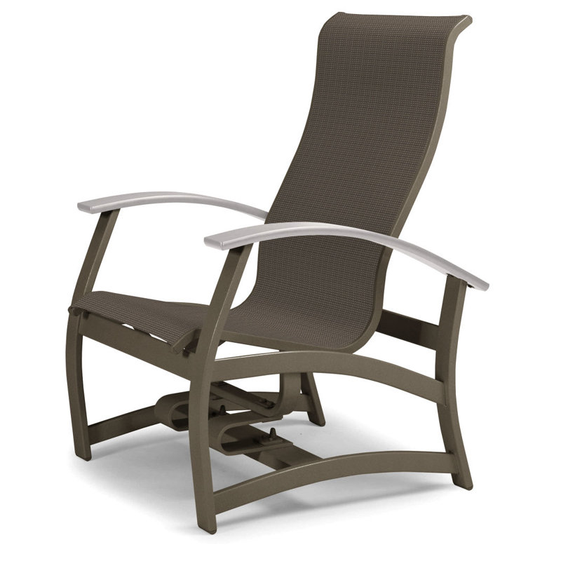 Askar Powder Coated Aluminum Outdoor Lounge Chair, Brown Sunbrella® Tweed, White P50, Textured Beachwood