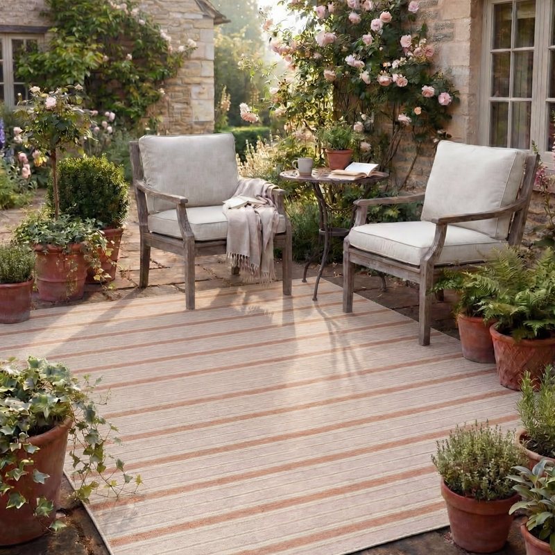 Tapis d'intérieur / extérieur Laura Ashley Doreen, Rose, 9 pi x 12 pi