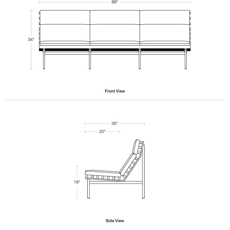 Perch Outdoor 3 - Seat Patio Sofa, Sunbrella Linen, Charcoal
