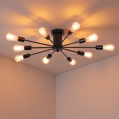Lustre Spoutnik 10 lumières à intensité variable de style moderne, convient aux salons et aux chambres à coucher