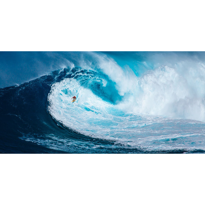 Surfing the Big Wave, Tasmania 1 Piece Wall Art on Canvas, 50cm H x 100cm W x 4cm D