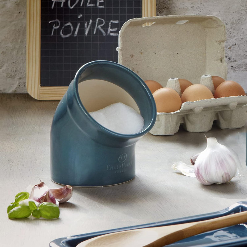 Emile Henry Ceramic Kitchenware Durable Salt Pig, Dishwasher Safe, Burgundy, Red