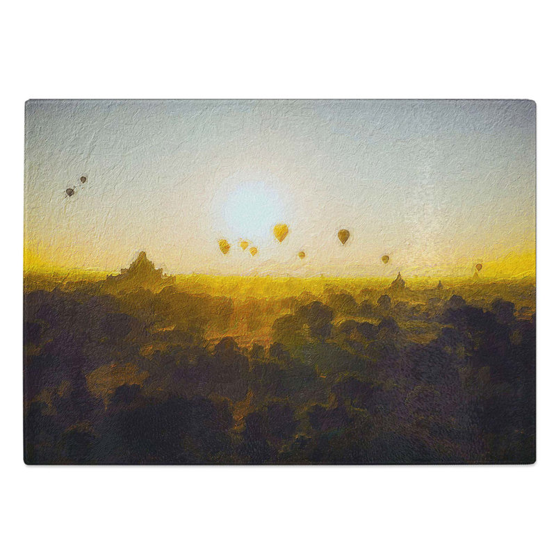 Glass Hot Air Balloons Over Bagan in Myanmar Chopping Board, 39 cm W x 28.5 cm L