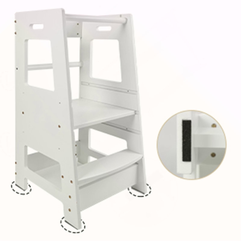 ECOMEX Toddler Standing Tower for Kitchen, Step Stool for Kid's Adjustable Height Learning Stool, Removable Anti-Drop Safety Rail Stool for Bedroom, Bathroom, White