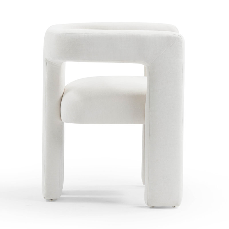 Handcrafted White Velvet Barrel Arm Chair
