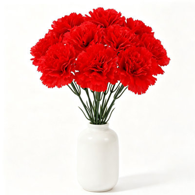 Bouquet de 8 œillets artificiels de 50 cm (20 pouces) en soie, idéal pour les mariages, la décoration intérieure et les séances photo.