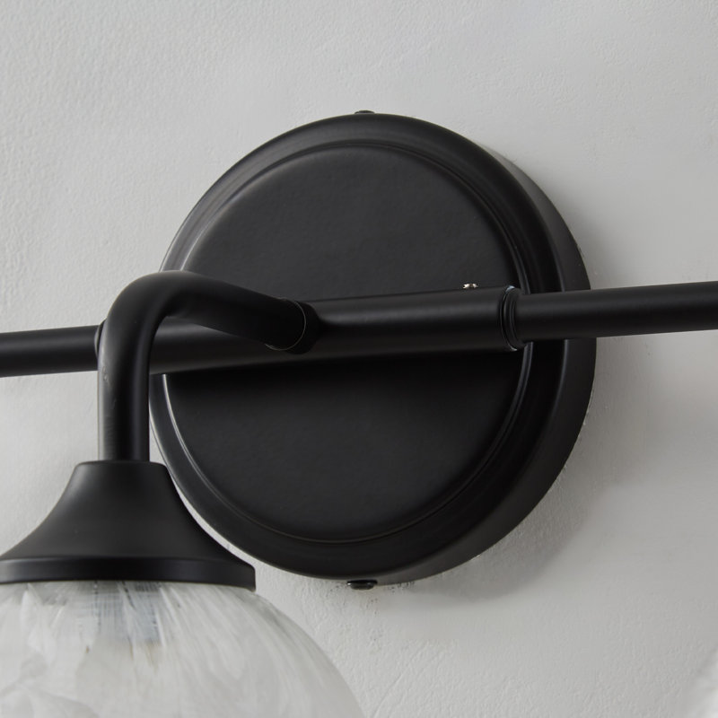 Luminaire de salle de bain 3 lumières à intensité variable moderne avec abat-jour en verre soufflé à la main, Matte Black