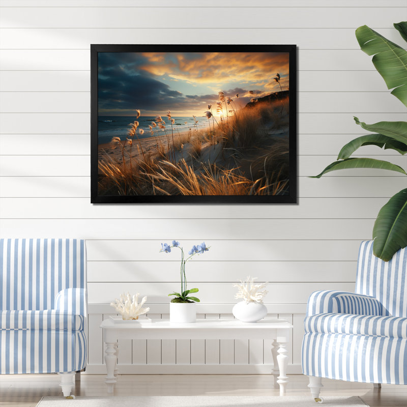 Golden Sands A Envoûtant VII sur toile, H 16 po x l 32 po, Cadre simple noir