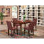 L'ensemble de 5 tables de cuisine comprend une table de style Mid-Century et 4 chaises Parson en polyester bourgogne, acajou-1764492772-1764492773-1811411522