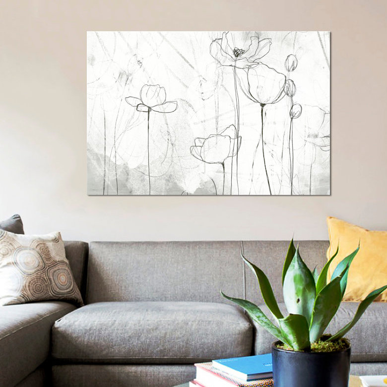 «Poppy Sketches II», reproduction sur toile, H 12 po x l 18 po x P 1,5 po, Toile tendue, Pas de tapis
