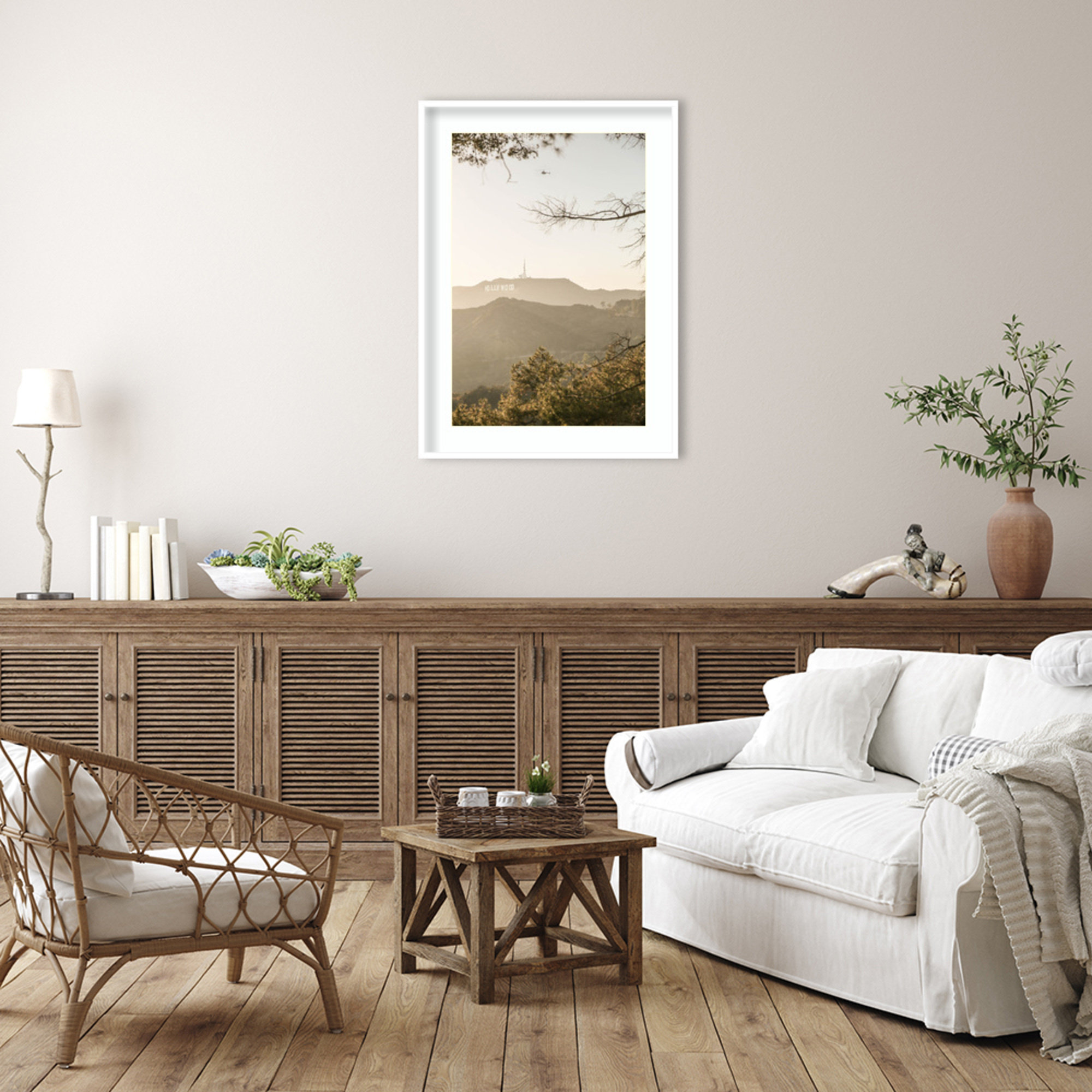 Hollywood Hills by Shot by Clint Wood Framed Wall Art Print, White , 41" H x 30" W