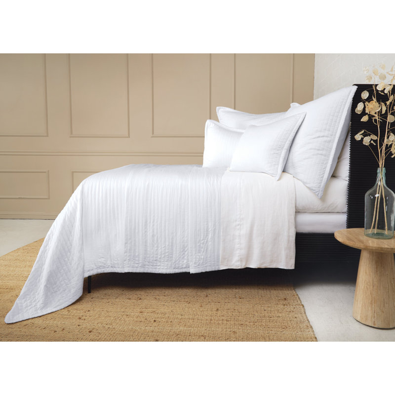 Couvre-lit en rayonne de bambou Carlyle, Couvre-lit grand, Blanc