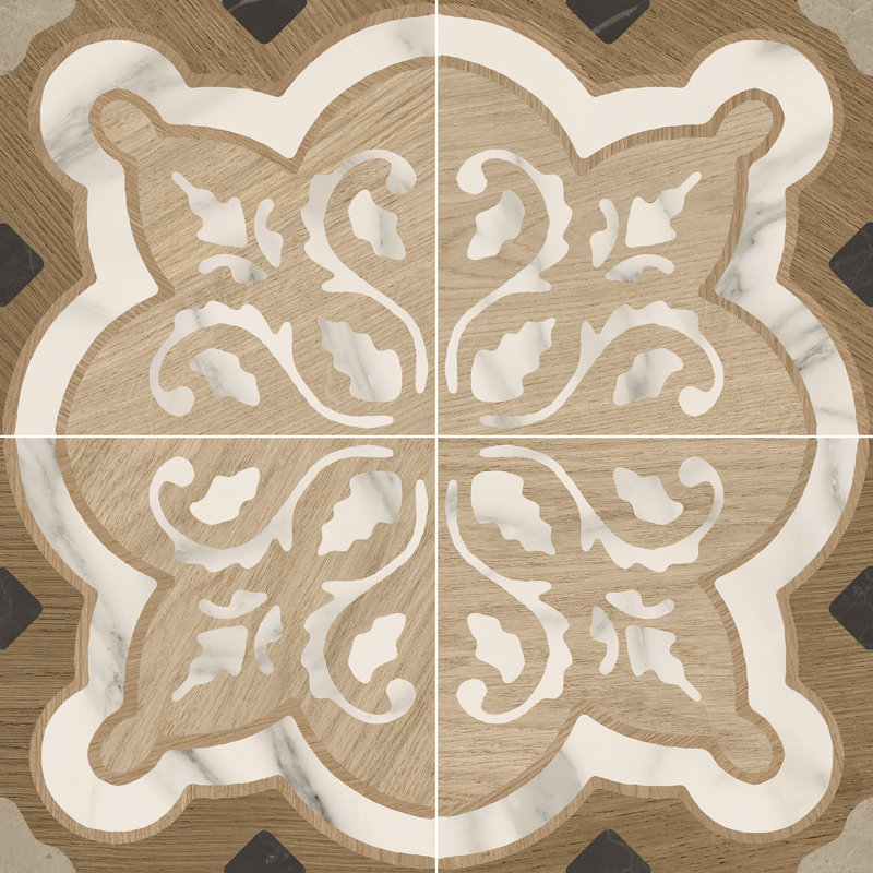 Carreau de mur et de sol à motif espagnol 8 "x 8" Intarsi Elite 05