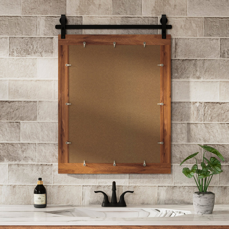 Brunilda Rustic Farmhouse Solid Wood Frame Accent Mirror Decorative Mirror, 32" x 72", Brown