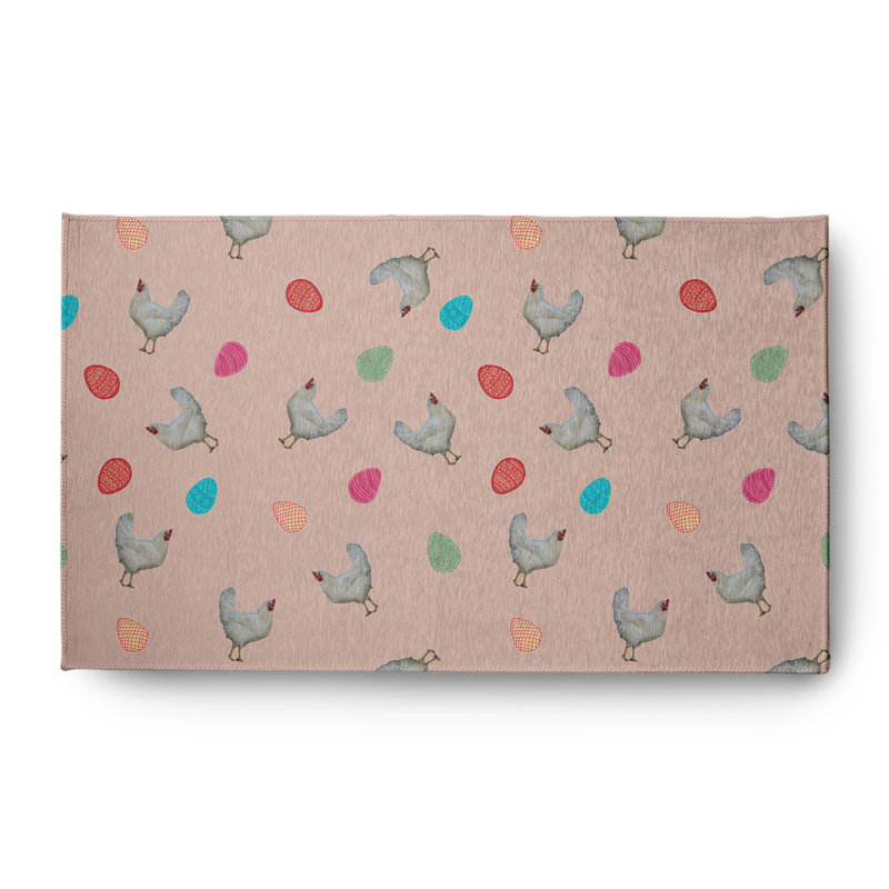 Tapis en chenille tissé à la machine Elioth en rouge / gris / bleu, Rectangle 3 pi x 5 pi