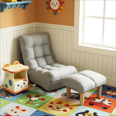 Fauteuil à billes réglable et pliable, fauteuil inclinable pour adultes, fauteuil de jeu et de lecture pour balcon de chambre à coucher | Lin | Gris ardoise