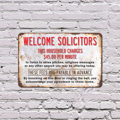 Welcome Solicitors Household Charges $45 Per Minute 8 Inch x 12 Inch Plastic Sign