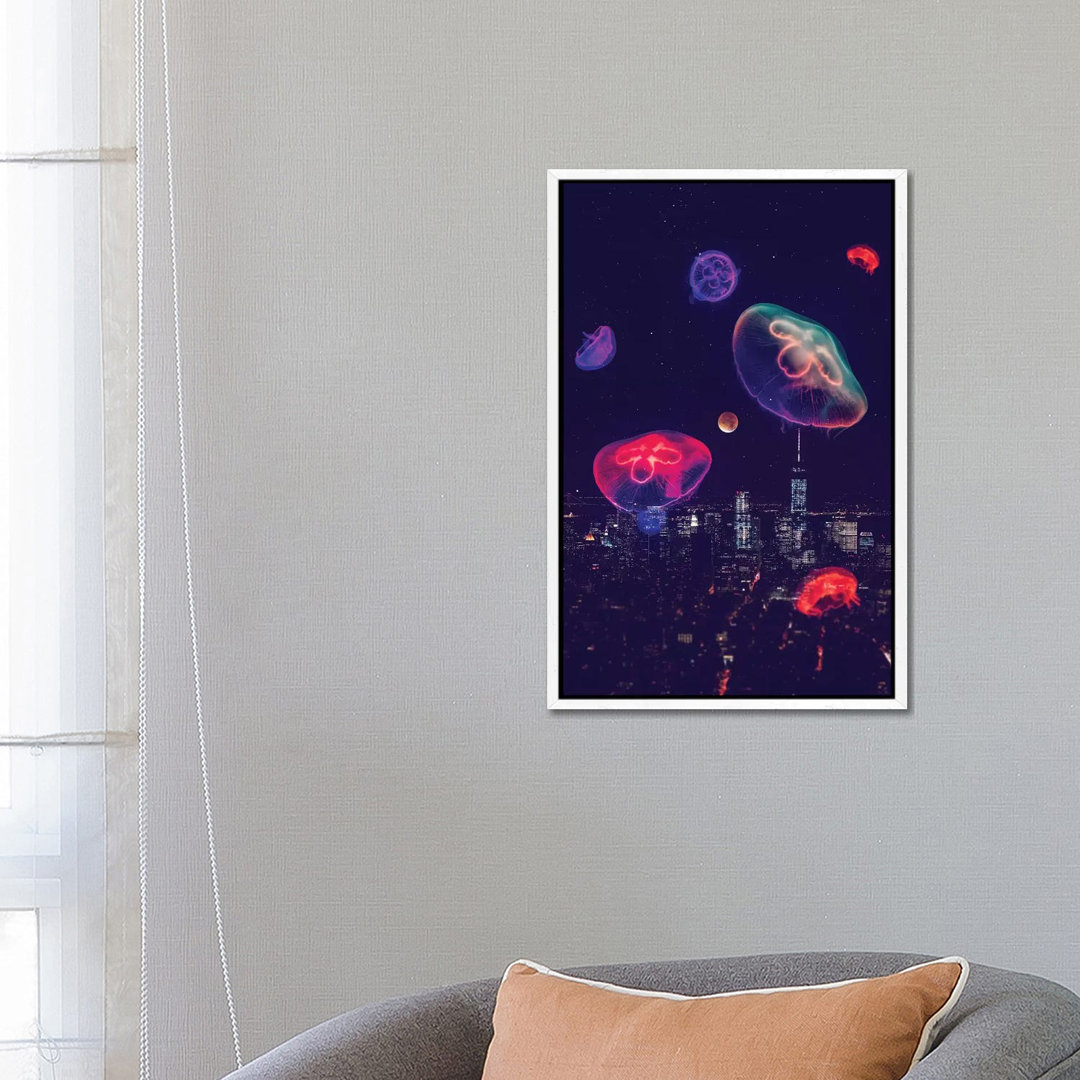 City Jellyfish Moon von Soaring Anchor Designs - Galerie-verpackte Leinwand Giclée auf Leinwand