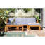 Ensemble de conversation modulaire d'extérieur en bois pour patio 5 pièces avec coussins, finition naturelle et coussins gris Topmax