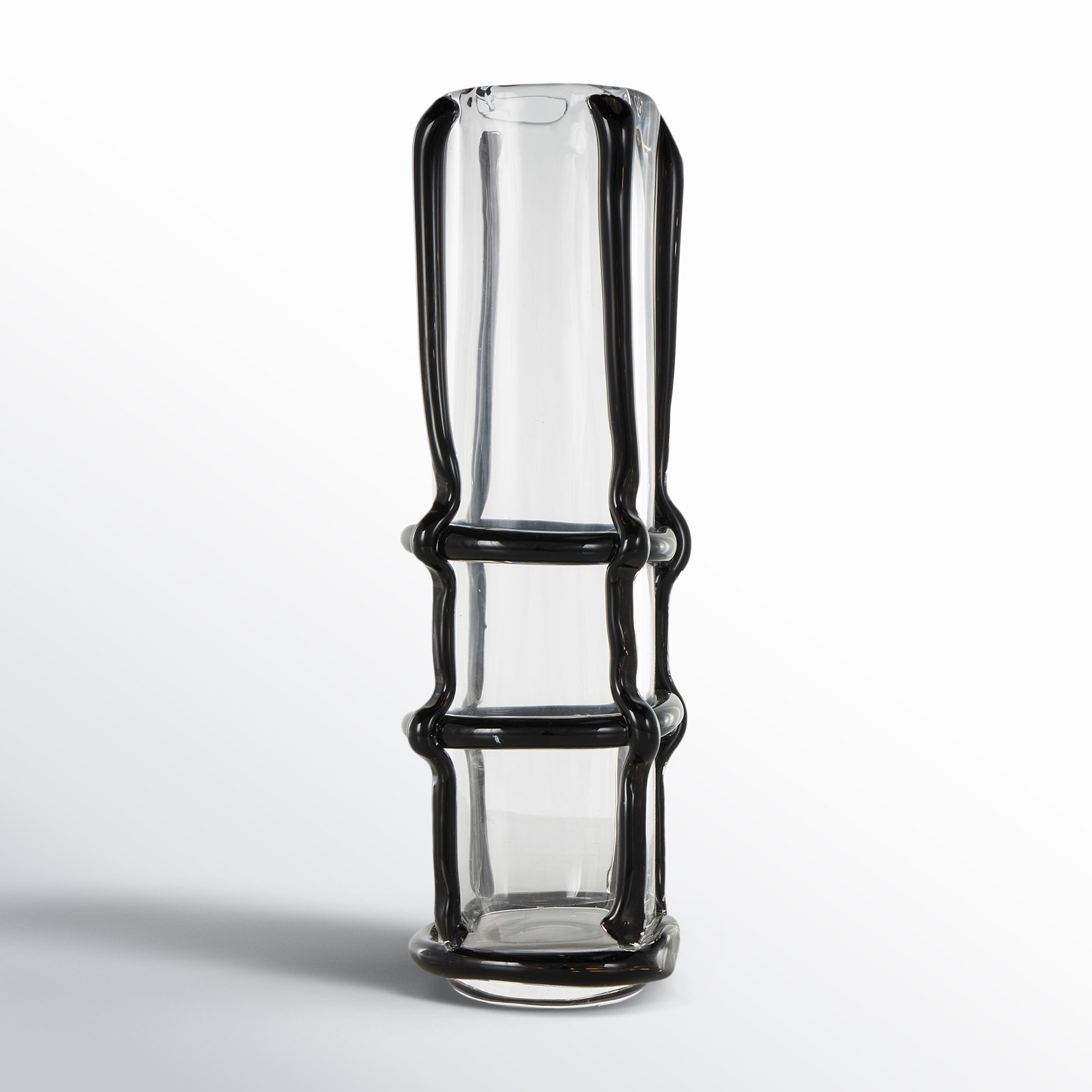 Ahren Recycled Glass Table Vase, Black, 15.90" H x 4.95" W x 4.95" D