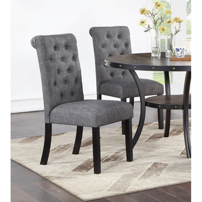 Ensemble de 2 chaises de salle à manger en tissu gris anthracite