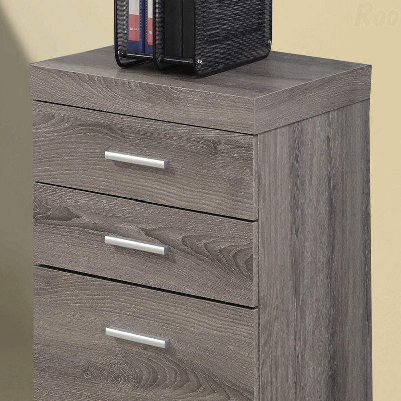 Brown Laminate Contemporary Rolling File Cabinet With Storage Drawers & Printer Stand For Office, Taupe