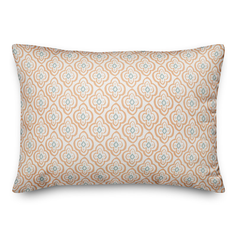 Geometric Rectangular Lumbar Cushion, Orange