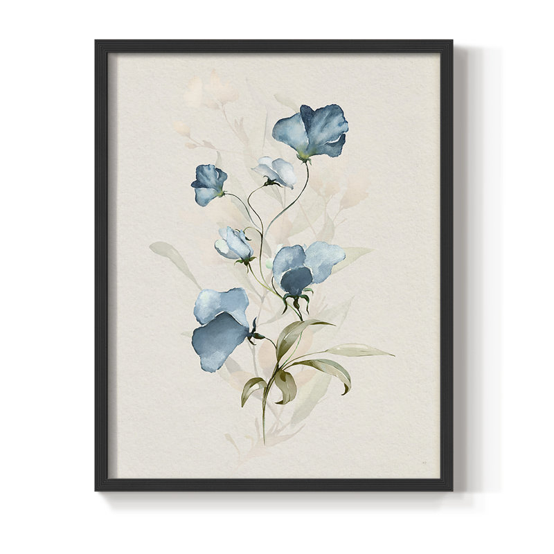 Sweet Pea I, reproduction encadrée - bois massif, Noir, noir, noir, noir, H 30 po x l 24 po