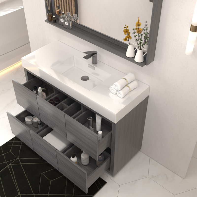 Ensemble de meuble-lavabo simple 47 po Royka, Vulcain gris cendré
