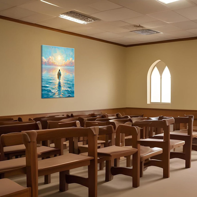 Jésus marchant sur l'eau, art mural sur toile, récits de la Bible chrétienne, images d'art moderne, affiche pour salon