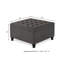 Grand repose-pieds de rangement carré avec pieds en bois, table basse capitonnée avec garniture cloutée pour l'espace de vie-1890233328