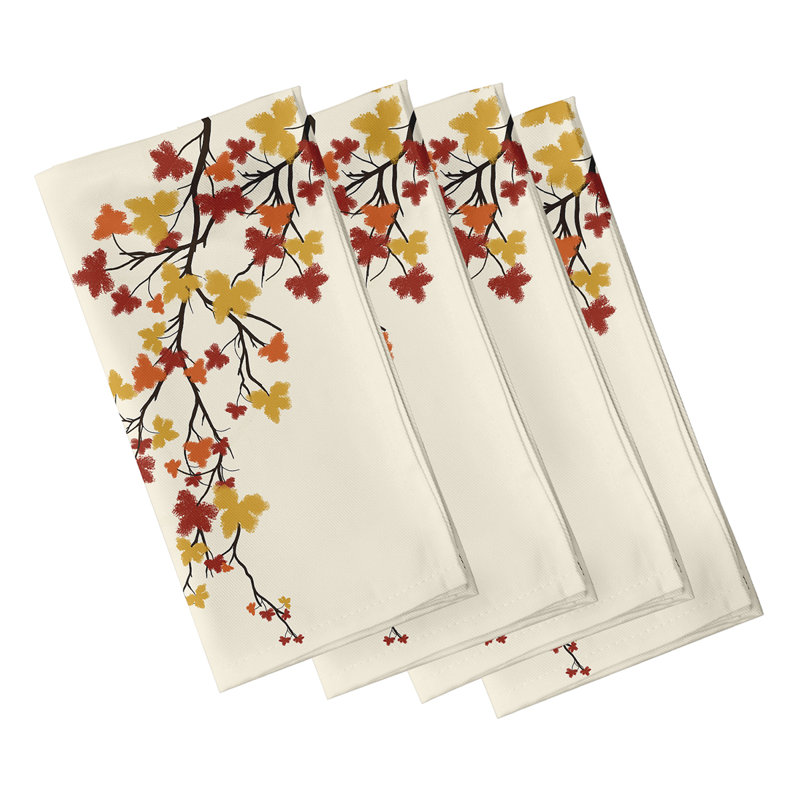 Polyester Floral Square Napkin, 18" W x 18" L, Orange