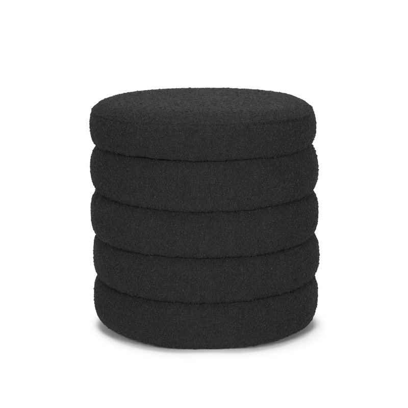 Repose-pieds rond avec rangement de 18,9 po Luvern, Mélange de polyester noir