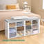 Banc à chaussures avec coussin - Banc de rangement pour hall d'entrée avec 12 casiers et tablettes réglables, armoire à chaussures blanche