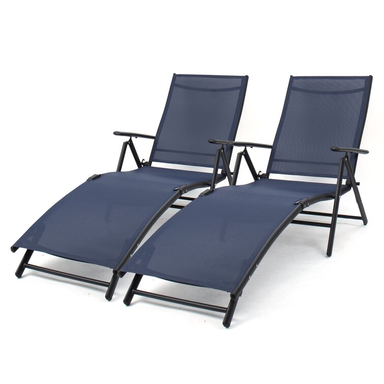 Biornulf Outdoor Metal Chaise Lounge - Set of 2