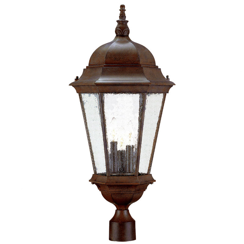 Tête de lanterne câblée extérieure 1 lumière H 28 po Howa, Noir mat, Martelée transparente